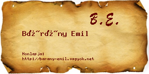 Bárány Emil névjegykártya