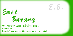 emil barany business card